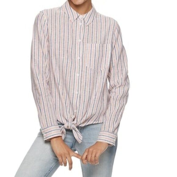 Pop Sugar Knot-Front Button Down Shirt in Size XL - Picture 1 of 8